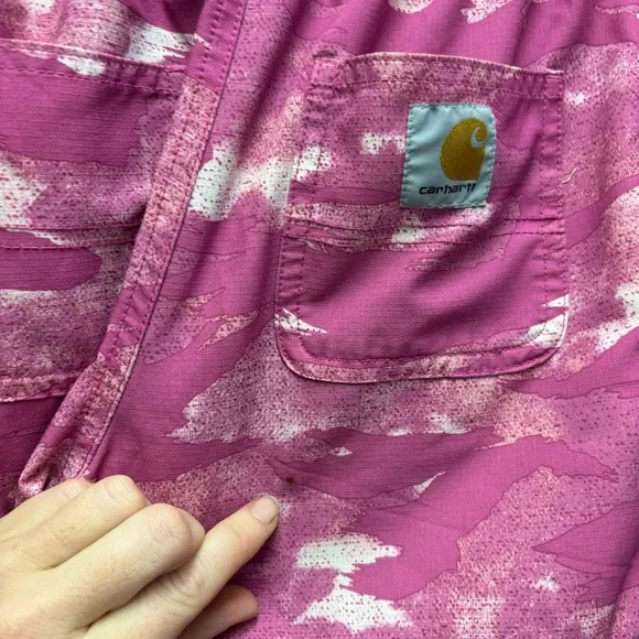 Carhartt Lightweight Ripstop Camo Pink Girls 12 Shorts - Picture 3 of 4